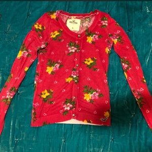 Floral/heart print Valentine’s Day cardigan